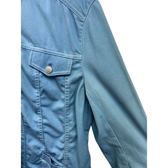 Peck & Peck Weekend Blue Trucker Style Jacket with Ruffle Trim - Picture 6 of 11